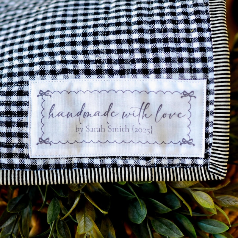 🧵Free Personalization🧵 Handmade with Love Labels, Custom Sewing Tags, Sew-In & Iron-On Fabric Labels