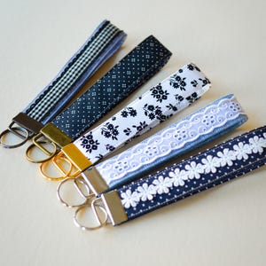 Custom Fabric Key Fob Wristlet Handmade Keychain Lanyard for Women Sweet Sixteen Gift for Her Bridesmaid Gift for New Driver Keychain strap image 17