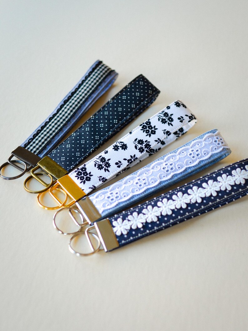 Custom Fabric Key Fob Wristlet Handmade Keychain Lanyard for Women Sweet Sixteen Gift for Her Bridesmaid Gift for New Driver Keychain strap image 17