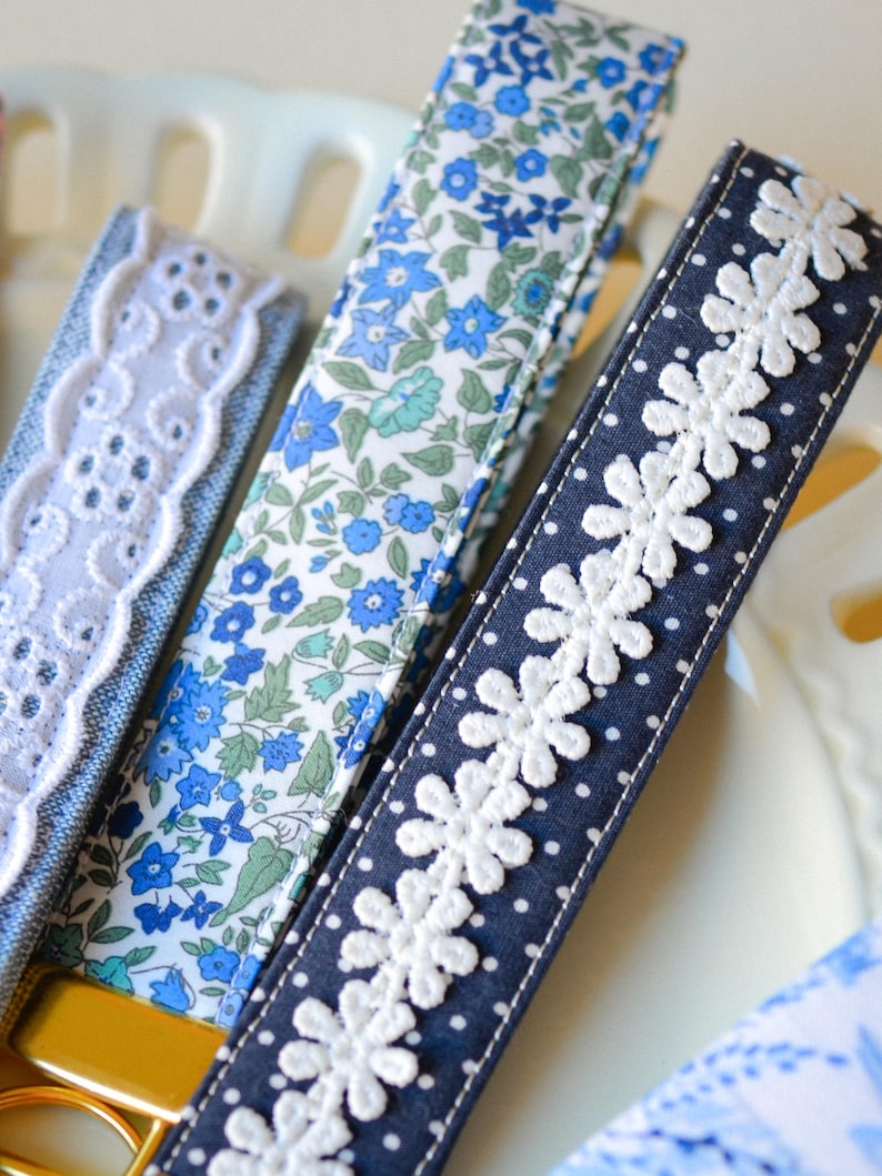 Custom Fabric Key Fob Wristlet Handmade Keychain Lanyard for Women Sweet Sixteen Gift for Her Bridesmaid Gift for New Driver Keychain strap image 16