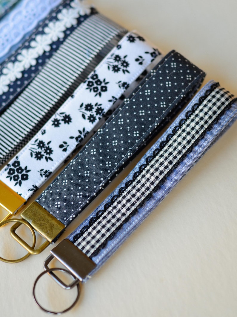 Custom Fabric Key Fob Wristlet Handmade Keychain Lanyard for Women Sweet Sixteen Gift for Her Bridesmaid Gift for New Driver Keychain strap image 13