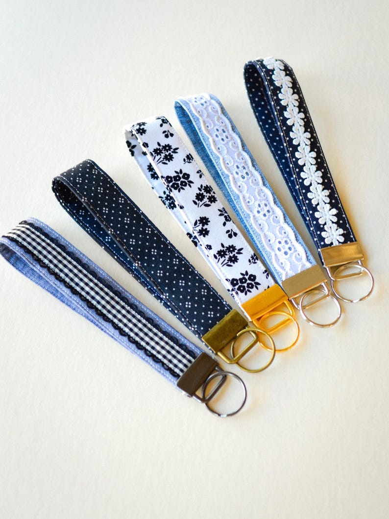 Custom Fabric Key Fob Wristlet Handmade Keychain Lanyard for Women Sweet Sixteen Gift for Her Bridesmaid Gift for New Driver Keychain strap image 2
