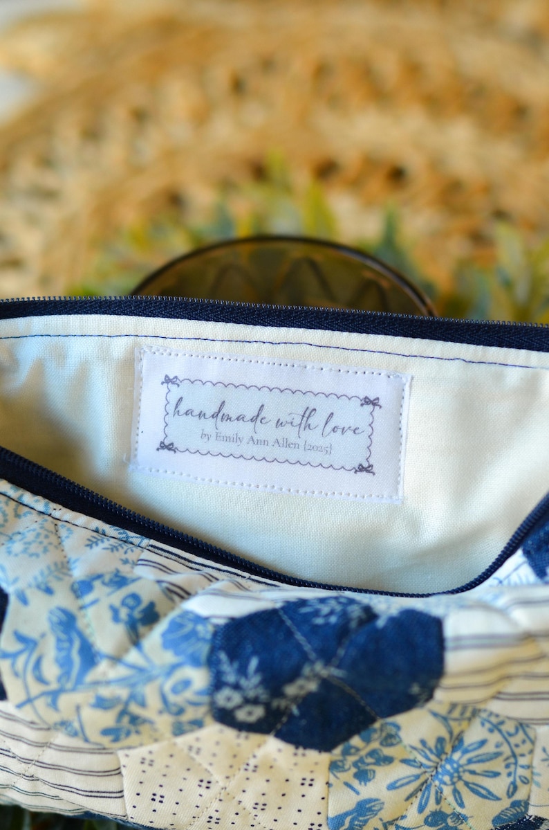 Custom fabric branding tags for handmade clothing and quilts
