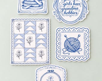 Grandma Hobbies Sticker Set | Vinyl Stickers for Hobby Crafts | Journal and Planner Gift for Crafters