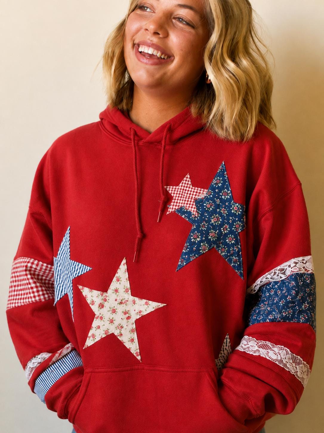 Patchwork Star Hoodie | Handmade Cottagecore Sweatshirt | Custom