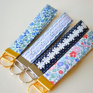 Custom Fabric Key Fob Wristlet Handmade Keychain Lanyard for Women Sweet Sixteen Gift for Her Bridesmaid Gift for New Driver Keychain strap image 14