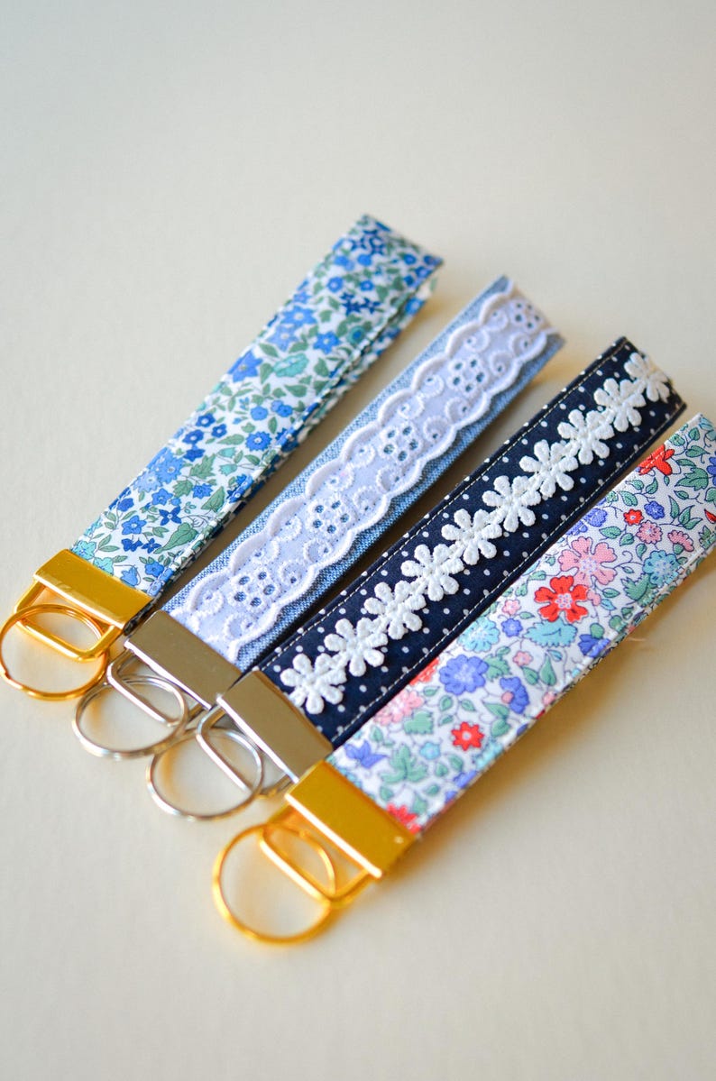 Custom Fabric Key Fob Wristlet Handmade Keychain Lanyard for Women Sweet Sixteen Gift for Her Bridesmaid Gift for New Driver Keychain strap image 14