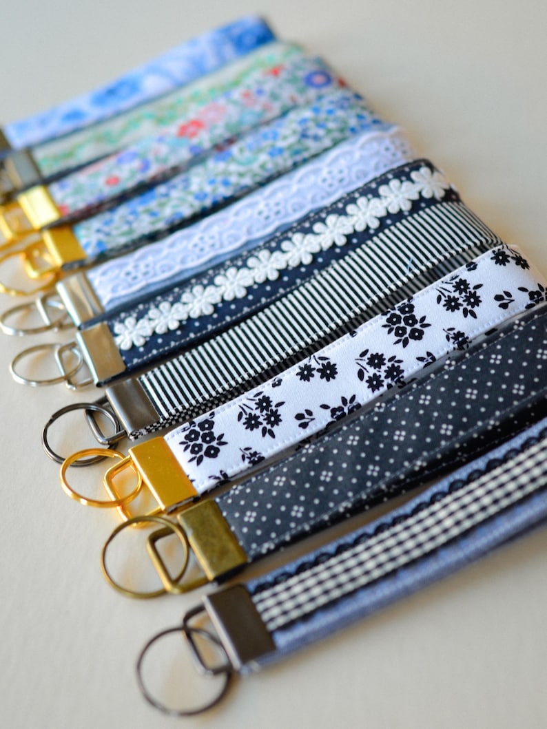 Custom Fabric Key Fob Wristlet Handmade Keychain Lanyard for Women Sweet Sixteen Gift for Her Bridesmaid Gift for New Driver Keychain strap image 8