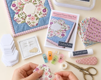 English Paper Piecing Starter Kit Learn EPP Hexagon Flower Fabric Templates & Supplies Portable Slow Stitching DIY Beginner Sewing Project