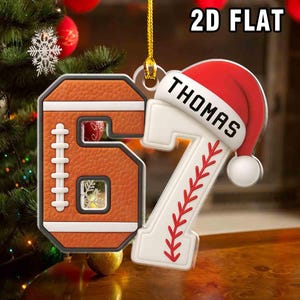 Adorno deportivo personalizado Six Seven 67, Adorno navideño divertido y personalizado Six Seven para árbol de Navidad, Adorno deportivo, Adorno con jerga juvenil, Para amantes del deporte