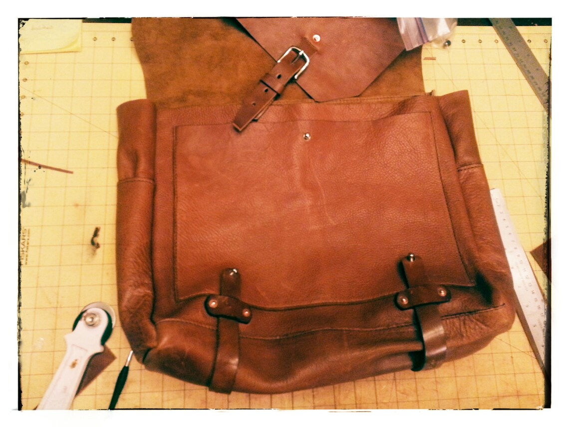 The Gage Soft Side Leather Messenger Bag Etsy