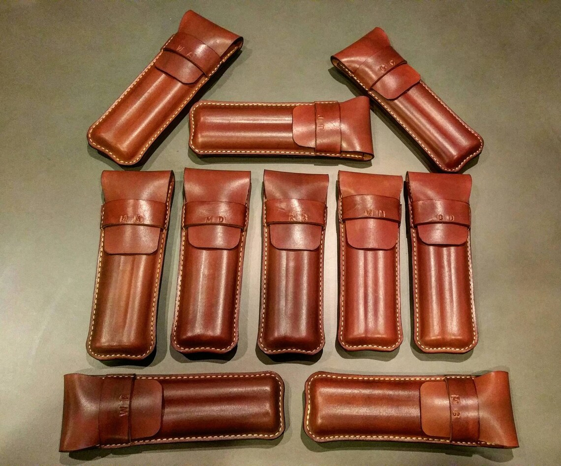 2 Finger Molded Leather Cigar Case Etsy