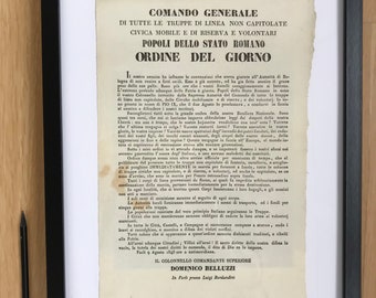 ORIGINAL Italian 1848 Risorgimento document/broadsheet. Unification of Italy. Unique gift. ANTIQUE