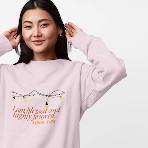 Christian Sweatshirt: Embroidered Faith Crewneck - Women&#39;s Inspirational Jumper