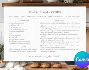 Christmas Recipe Card Template | Editable & Printable | Holiday Baking | Cookie Exchange | Instant Download