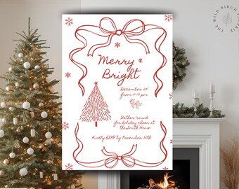Minimalist Christmas Party Invitation Template: Editable Canva Design