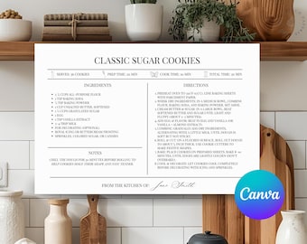 Recipe Card Template: Holiday Baking, Cookie Exchange (4x6, Editable Canva PDF)
