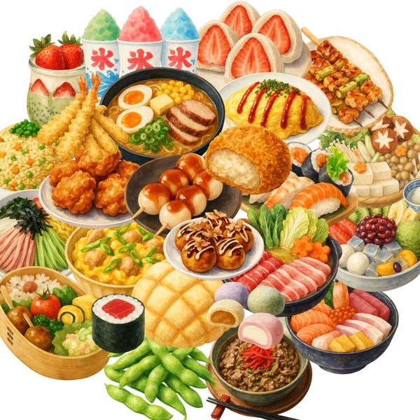 Japanese Food Sticker Bundle: 50 PNG Clipart for Planners (Digital Download