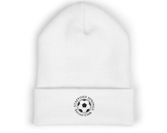 Embroidered Stafford Springs Soccer Club Beanie, Black thread, Sports Fanwear Cold Weather Essential