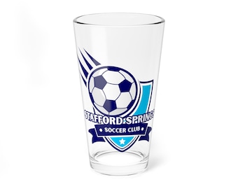 Vaso de cristal de 16 oz para club de fútbol, copa Team Spirit