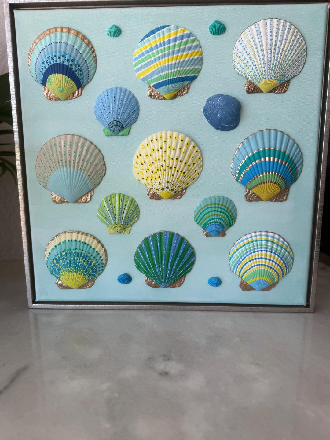 Hand Painted Seashell Wall Art, Coastal Decor 18x18 - Etsy