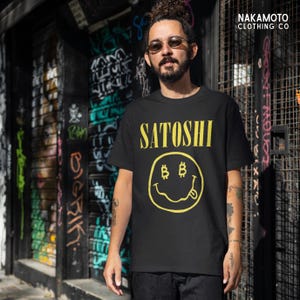 Satoshi T-Shirt | Jack Dorsey Bitcoin Shirt | Nirvana Inspired Crypto Tee | Satoshi Nakamoto Clothing | Cryptocurrency Gift