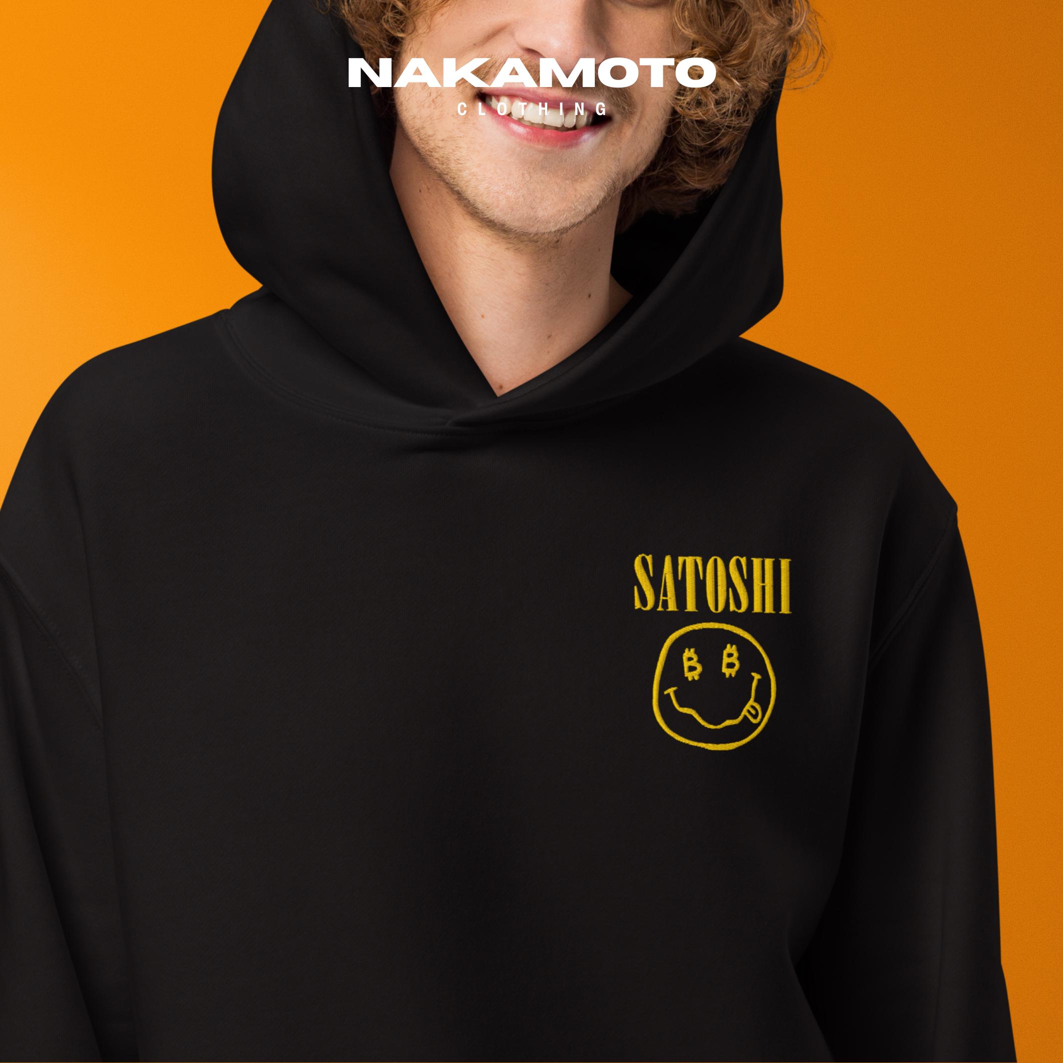 ビットコイン特大パーカー：サトシ、ジャック・ドーシー、ニルヴァーナにインスパイアされた刺繍スウェットシャツ