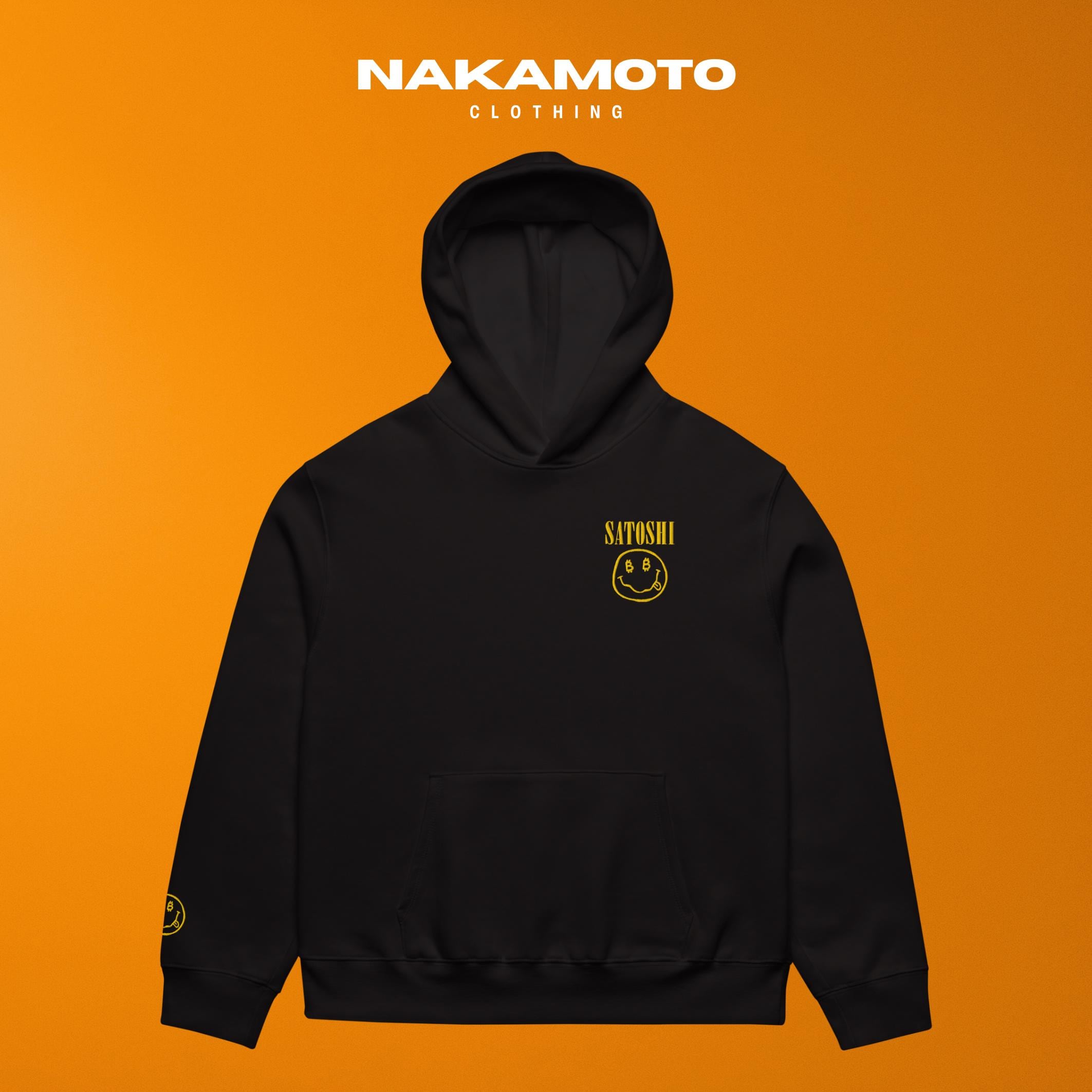 ビットコイン特大パーカー：サトシ、ジャック・ドーシー、ニルヴァーナにインスパイアされた刺繍スウェットシャツ