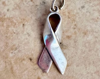 Sterling Silver Large ribbon charm