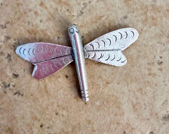 Sterling Silver Large domed dragonfly bead charm