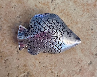 Sterling Silver Large domed fish bead charm