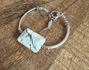 White Turquoise Bar Bracelet