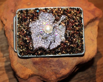 Vintage Crystal leaf Belt Buckle