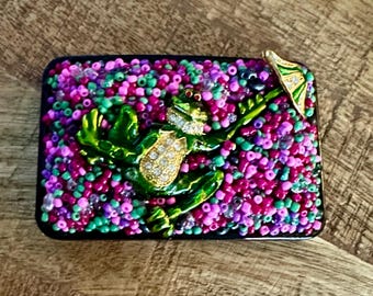 Beaded Belt Buckle - Crystal Flower