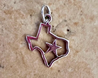 Sterling Silver Texas state and star charm