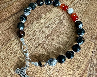 Jasper, Fresh water Pearl and carnelian  Bracelet