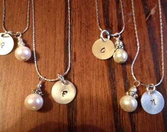 Vintage Fresh Water Pearl with a Hand Stamped Sterling Silver Disc