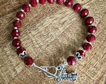 Ruby colored glass  Bracelet