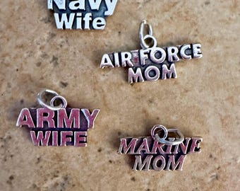 Sterling Silver Millitary family Charms