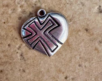Sterling Silver Heart with  cross charm