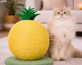 Pineapple Cat Scratching Post Ball – Sisal Rope Scratch Toy with Stable Base (32cm)