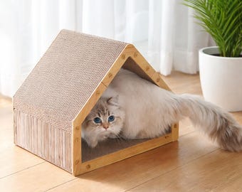 Arranhador de madeira para gatos | Cama arranhadora para gatos | Casinha de papelão para gatos | Móveis para gatos | Lounge para gatos | Casinha de brinquedo para gatos | Móveis modernos para animais de estimação