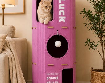 Modern Cat Tower Condo with Sisal Scratching Post, Interactive Indoor Cat House, Multi-Level Cat Furniture