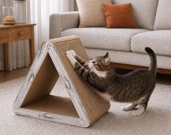 Casa rascadora triangular para gatos, mueble rascador para gatos, cama escondite para gatos, juguete rascador de cartón para gatos, mueble de juego para gatos de interior