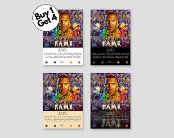 Chris Brown Fame Album Poster: Music Wall Art (4 Colors, Digital Download)
