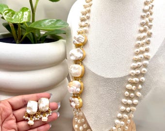 Real Pearls Long layered Necklace