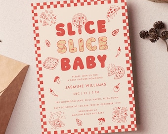 Pizza-Babyparty-Einladung, handgezeichnetes Design (Digitaler Download)