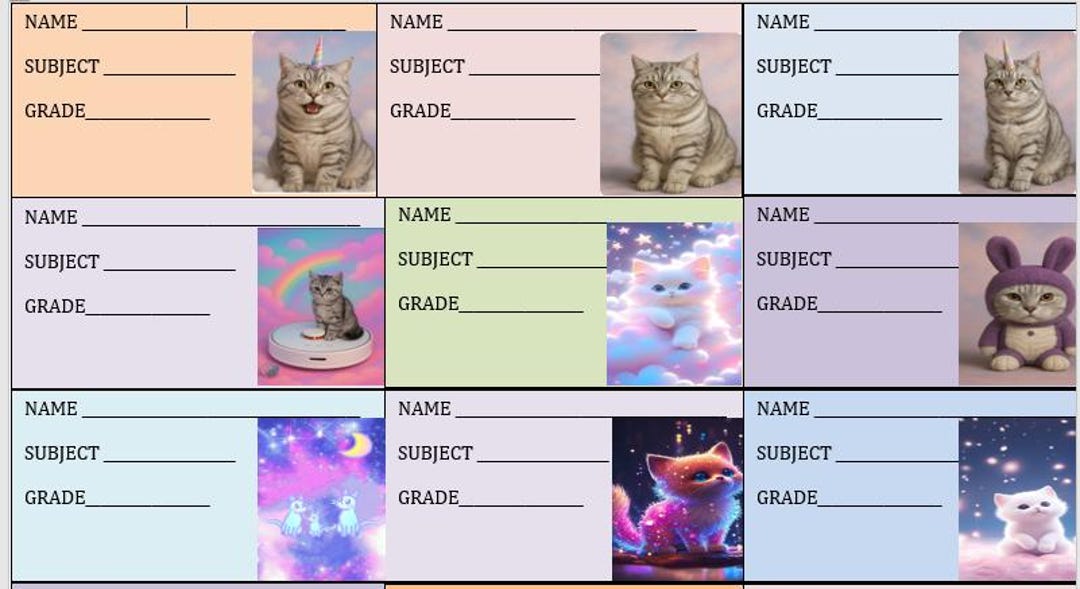 Cute Cat Notebook Labels - Etsy