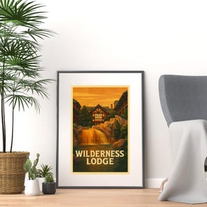 Wilderness Lodge Poster – Retro Disney World Resort Wall Art – Digital Download