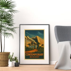 Contemporary Resort Poster – Retro Disney Hotel Wall Art – Digital Download